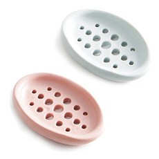 리버그린 파스텔 뽀송 비누받침, 핑크 + 블루, 2개
