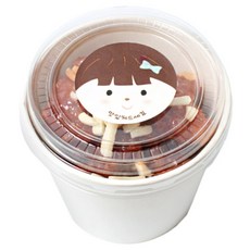 餐碗 350ml+蓋子 透明款 20入+少女圓形貼紙 20入, 1組