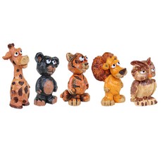 퍼닉 인테리어용 미니어처 동물인형 5p 세트, 기린, 곰, 호랑이, 사자, 부엉이