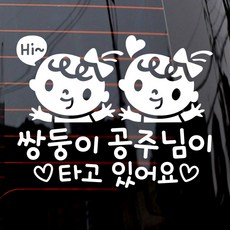 제제데코 자동차 스티커 쌍둥이 공주님이 타고있어요 유아, 화이트, 1개