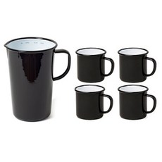 팔콘 저그 1L + 머그 350ml x 4p 주스 세트, 블랙