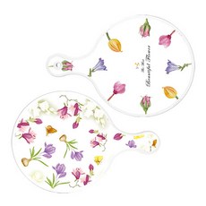 로엠디자인 서빙 도마 보드 2p 로맨틱패턴플라워원형보드 세트, 로맨틱패턴플라워원형보드, 로맨틱청자색floral원형보드, 1세트