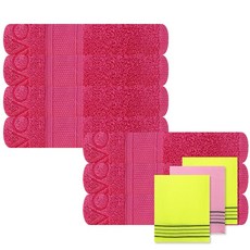 송월타월 식스 수건 7p + 마사지 때밀이40 랜덤 발송 3p, 분홍, 1세트