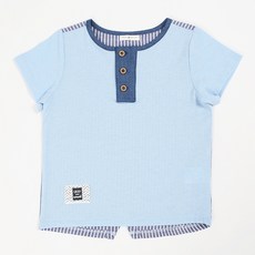 폴앤폴리 키즈용 우븐배색 헨리넥티 PPK8N313BSL