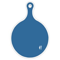 로엠디자인 양면 원형 서빙도마 보드, 다크블루 + 라인플라워 그린, 1개