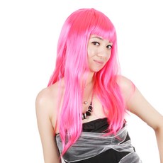 파티복닷컴 핫핑크긴생머리 파티가발, 핑크