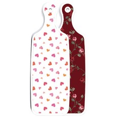 로엠디자인 양면 서빙보드 도마 장미적색보드, 연분홍색러브, 1개
