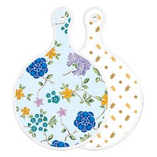 로엠디자인 양면 원형 서빙 도마 보드 로맨틱블루floral비색, 쿠키, 1개
