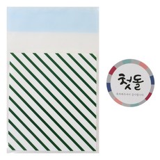 황씨네도시락 접착 스트라이프 봉투 그린 100p + 첫돌 스티커 전통 100p, 1세트