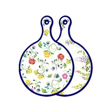 Roem Design藍色版雙面圓形上菜盤 羅曼薄紗玫瑰, 花床, 1個