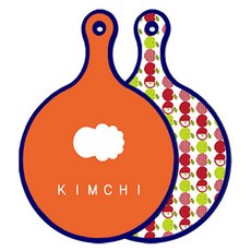 로엠디자인 블루에디션 양면 원형 서빙 도마 김치주황, 애플화이트, 1개