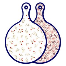 Roem Design藍色版雙面圓形托盤 長短色花Kobbi, 紫色花朵圖案, 1個