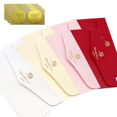 MAUMDAMA 玫瑰珠光紙質信封8p+貼紙8p, 混色, 1套