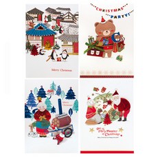 프롬앤투 크리스마스카드 fs1029 4종 + 봉투 4p, 혼합 색상, 1세트