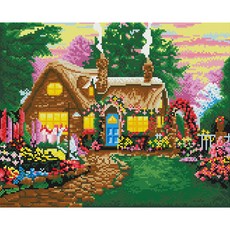아트조이 DIY 보석 십자수 캔버스형 50 x 40 cm, 숲속의 작은 집, 1세트
