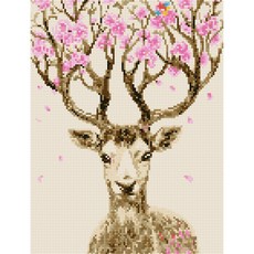 아트조이 DIY 보석십자수 캔버스형 30 x 40 cm, 행운꽃사슴 3, 1세트