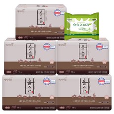 예지미인 윤슬 진한순면 대형 생리대 날개형 14p x 5팩 + 숲속이야기 중형 2p, 1세트