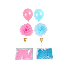 미니띠네 생일 축하 파티 종이 꽃볼 수술 데코픽 세트, 핑크 + 블루, 1세트