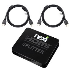 넥시 4K 1:2 HDMI 분배기 2포트 + v2.0 케이블 0.6m + 1m, 분배기(NX261), 케이블(NX-HD20006-SOHOT, NX-HD20010-SOHOT)