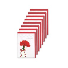 안개나라 러브플라워 카드 + 봉투, 레드 카네이션, 8세트