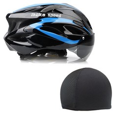 BC make speed 자전거 고글헬멧 블랙 그레이 + 이너쿨캡 블루