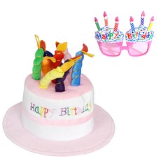 파티쇼 생일케익모자 + 컵케익안경, 핑크, 1세트