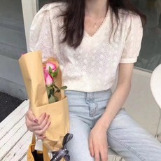 코코블랑 여성용 엘라 아일렛퍼프블라우스