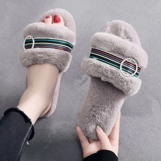 올나인 큐빅 링 부드러운 털 슬리퍼