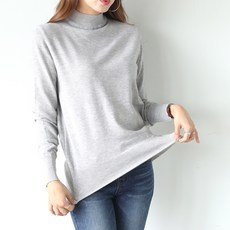 빼빼 여성용 답답함없는 베이직 반목폴라 니트티셔츠