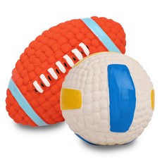 딩동펫 반려동물 라텍스 스포츠볼 럭비 14cm + 배구공 9.5cm 세트, 혼합 색상, 1세트
