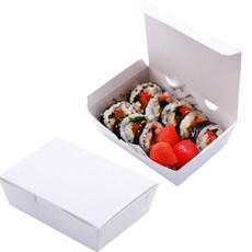 원터치 화이트 꼬마김밥 종이도시락, 1개입, 25개