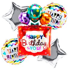 파티팡 원팩 생일은박풍선 풍선선물 레드 부케 5p 세트, 혼합색상, 1세트