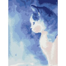 아트조이 DIY 보석십자수 캔버스형 30 x 40 cm, 푸른빛 고양이, 1개