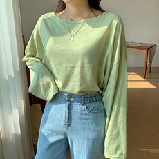 엔비룩 여성용 여리 슬라브 긴소매 박시티