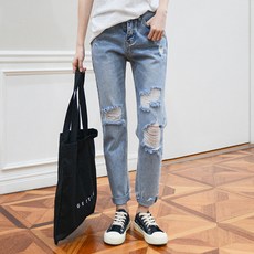 수비진 여성용 배기핏 데미지 일자진 SP832