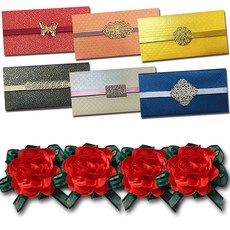 부토니에 X30-3 4p + 고급 금속 부속 용돈 봉투 6종 S2 세트, 혼합색상, 1세트