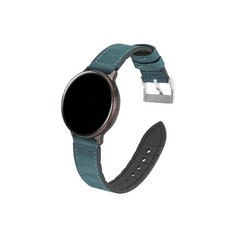 비쉐르 갤럭시 프론티어/기어S3/워치3 22mm 블랙 모던 앤티크 레더 밴드 스트랩 (45/46mm 호환 가능), 버클(실버), 스트랩(다크블루), 1세트