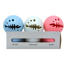 구딘 톰스패밀리 물고기 핸들링 볼 고양이장난감 캣닢볼 3p + LED볼 3p + 방울볼 3p 세트, 혼합색상, 1세트