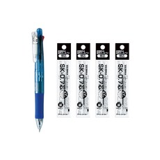 제브라 클립온 멀티 볼펜 0.7mm + 리필심 검정색 0.7mm x 4p 세트, 블루, 1세트