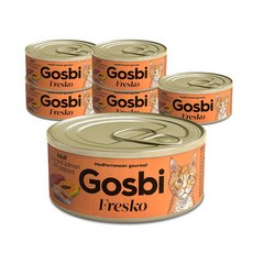 고스비 어덜트 프레스코 캣 간식캔 6p, 참치와연어파파야, 70g