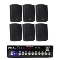 패션스피커 블랙 6p + 앰프 pc선 + 로우앰프 + 3.5외부입력잭, 앰프(REX-204)