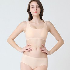 베이직스킨 심리스 베이직 U백 이너웨어 브라팬티 세트