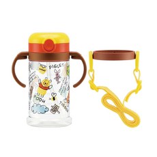 스케이터 양손 원터치 빨대 물통 370ml KSHW2N, 곰돌이푸우, 1개