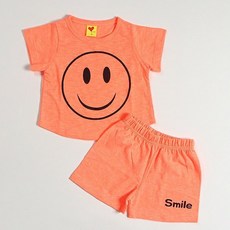 꼬마옴므 아동용 네온스마일 유아반팔 상하복