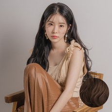 가발나라 여자 인모 똑딱이 5피스 샌드펌 셀프 붙임머리 + 가발 관리 키트 세트, 내츄럴다크브라운, 1세트