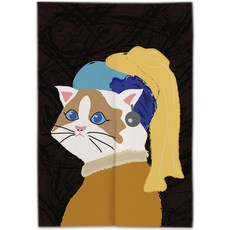 콩 케이리빙홈 고양이 명화 파티션 커튼, A