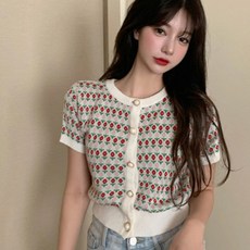 코코블랑 여성용 토리 자가드 가디건