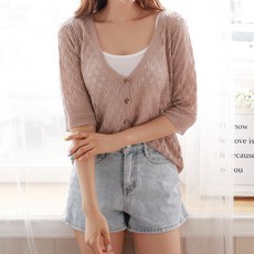 럽스 여성용 5부 소매 브이넥 카레나 가디건
