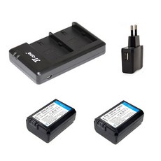 제이티원 소니 NP-FW50 USB 듀얼 충전기 + 배터리 2p + USB 아답터 세트
