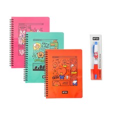 BT21 에폭 PP 커버 노트 3종 + 오레누 샤프 세트, 노트(타타, 쿠키, 슈키), 샤프(타타), 1세트
